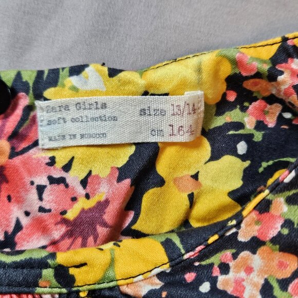 Zara Girls Black Floral Dress 13/14 – 30" Length - Picture 3 of 6